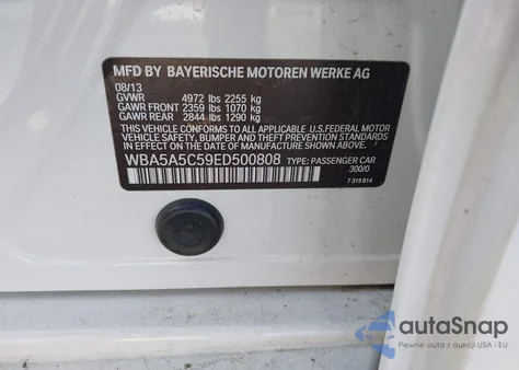 2014 BMW 528I z USA, uszkodzony, nr VIN WBA5A5C59ED500808